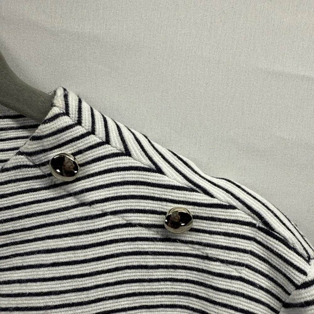 Talbots Women's Top Size Large Black White Stripe Pullover Thick Knit 3/4 Sleeve - Picture 5 of 8